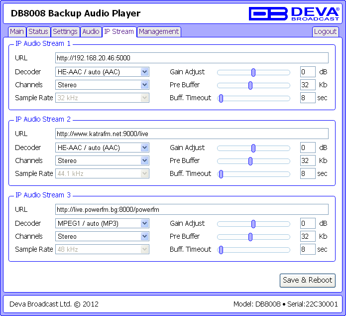 Deva DB8008 Stilte Detectie/Back-up/MP3  