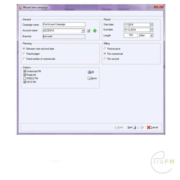 Pro FM Broadcast - Caliope On-Air Spots Commercial Planning Software
