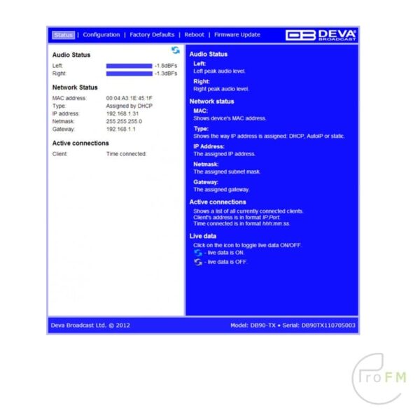 Pro FM Broadcast - Deva Broadcast DB90 TX Audio over IP Encoder 03