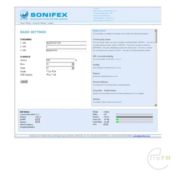 Sonifex PS software 1