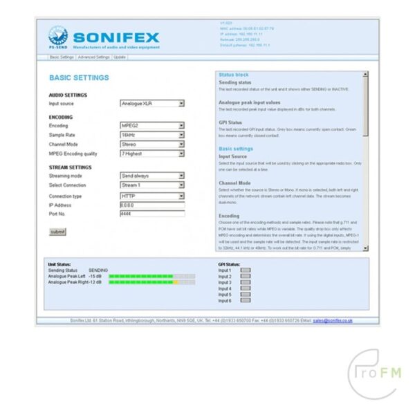 sonifex PS software