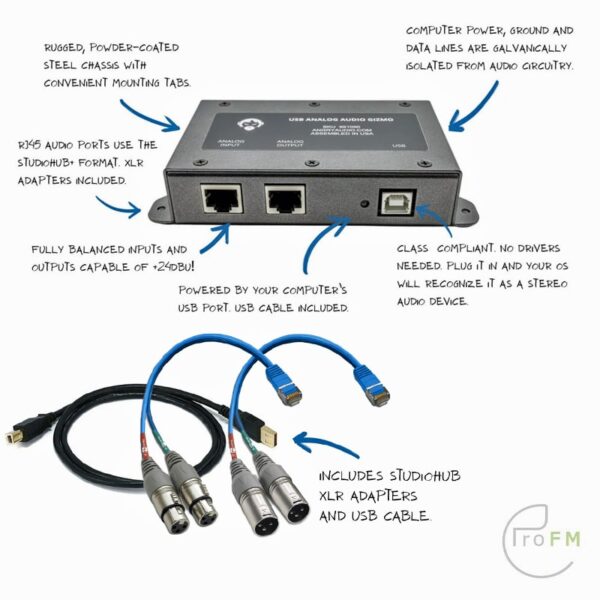 Pro FM broadcast - Angry Audio USB Analog Audio Gizmo all