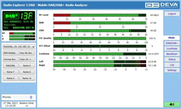 Deva Broadcast Radio Explorer III Mobile DAB Radio Analyzer software 1